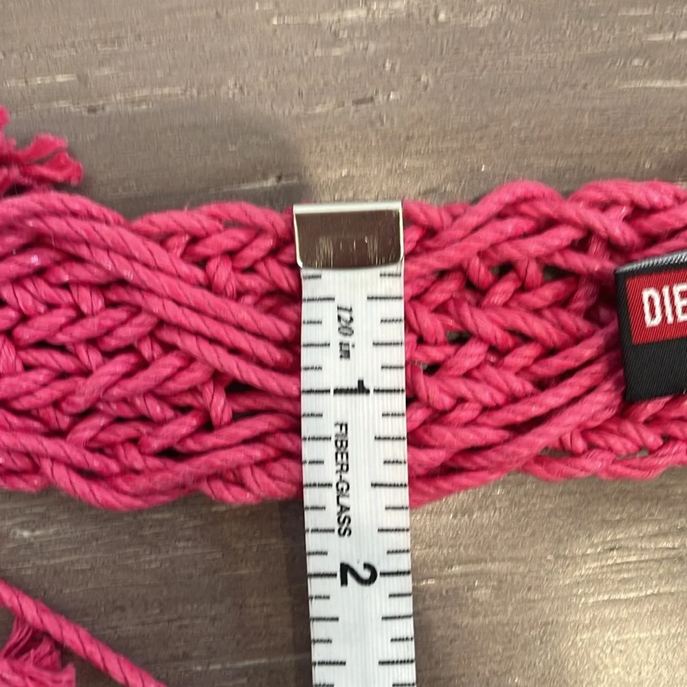 NWOT Diesel pink suede braided 36 inch 90’s Y2K festival belt gold buckle